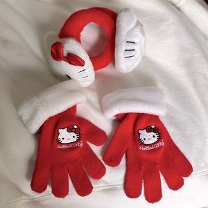 Hello kitty gloves earmuffs set